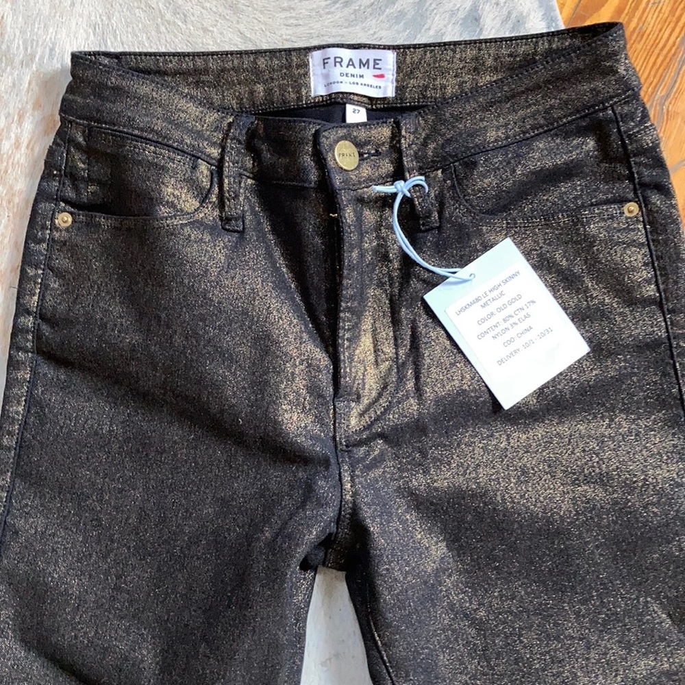 FRAME Denim Le High skinny Metallic, Sz 27